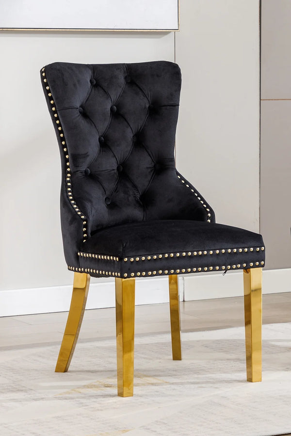 C-1451 Black Velvet Dining Chair with Tufting at Kudratt Furniture for $449 Only