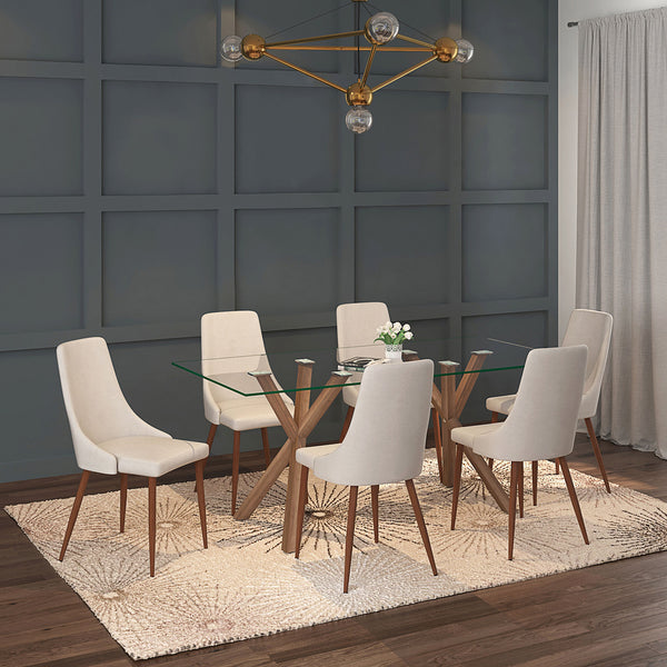 Stark Glass and Wood Dining table at Kudratt Furniture and Mattress for $499